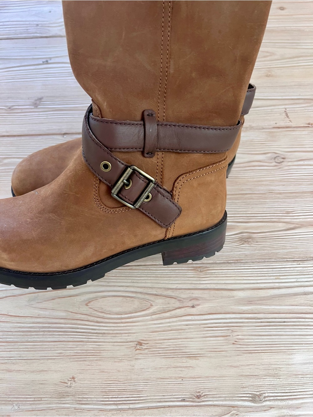 UGG Harrington Tall Boots Chestnut Suede Moto Riding Boots Women’s 8 - Picture 5 of 8